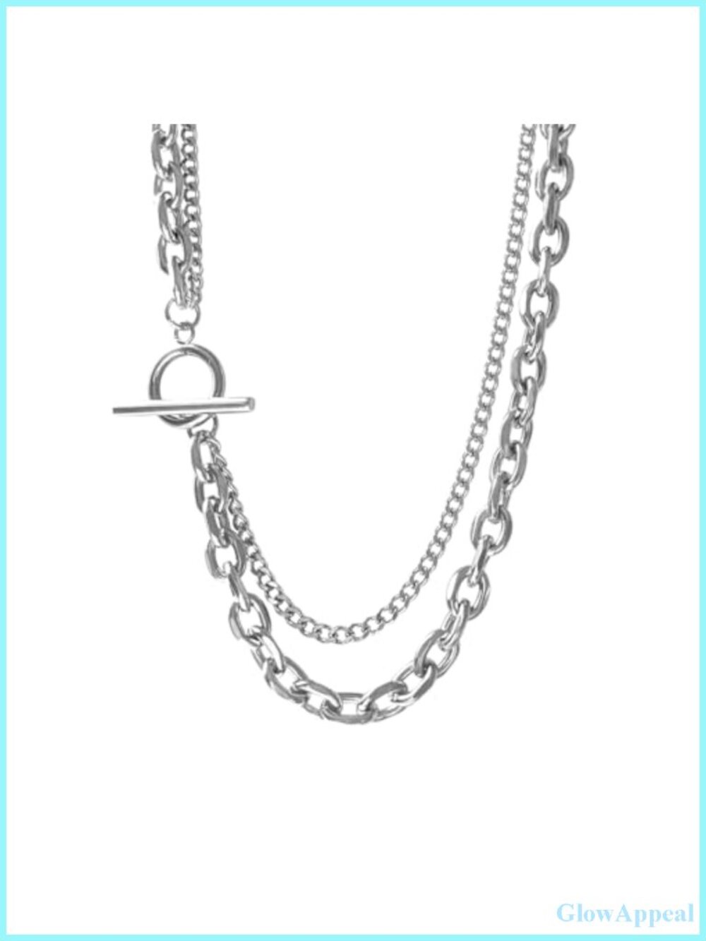 Layered Chain Necklace Chunky Cuban Link Paperclip Toggle Clasp Statement